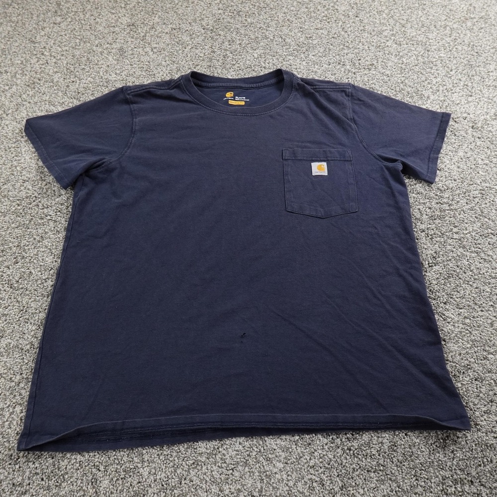 Carhartt Shirt Womens‎ XL Blue Short Sleeve Workwear Grunge Faded Pocket Tee Top
